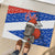 Chile Christmas Rubber Doormat with Moai Statues Santa Hats Snowflakes and Flag Colors Design - Wonder Print Shop