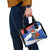 Chile Christmas Shoulder Handbag with Moai Statues Santa Hats Snowflakes and Flag Colors Design - Wonder Print Shop