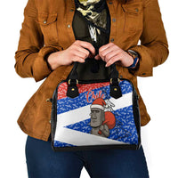 Chile Christmas Shoulder Handbag with Moai Statues Santa Hats Snowflakes and Flag Colors Design - Wonder Print Shop
