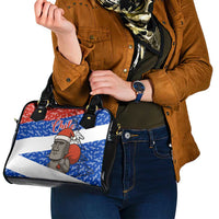 Chile Christmas Shoulder Handbag with Moai Statues Santa Hats Snowflakes and Flag Colors Design - Wonder Print Shop