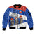 Chile Christmas Sleeve Zip Bomber Jacket with Moai Statues Santa Hats Snowflakes and Flag Colors Design - Wonder Print Shop