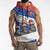 Chile Christmas Sleeveless Hoodie with Moai Statues Santa Hats Snowflakes and Flag Colors Design - Wonder Print Shop