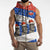 Chile Christmas Sleeveless Zip Hoodie with Moai Statues Santa Hats Snowflakes and Flag Colors Design - Wonder Print Shop