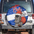 Chile Christmas Spare Tire Cover with Moai Statues Santa Hats Snowflakes and Flag Colors Design - Wonder Print Shop