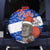 Chile Christmas Spare Tire Cover with Moai Statues Santa Hats Snowflakes and Flag Colors Design - Wonder Print Shop