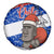 Chile Christmas Spare Tire Cover with Moai Statues Santa Hats Snowflakes and Flag Colors Design - Wonder Print Shop