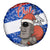 Chile Christmas Spare Tire Cover with Moai Statues Santa Hats Snowflakes and Flag Colors Design - Wonder Print Shop