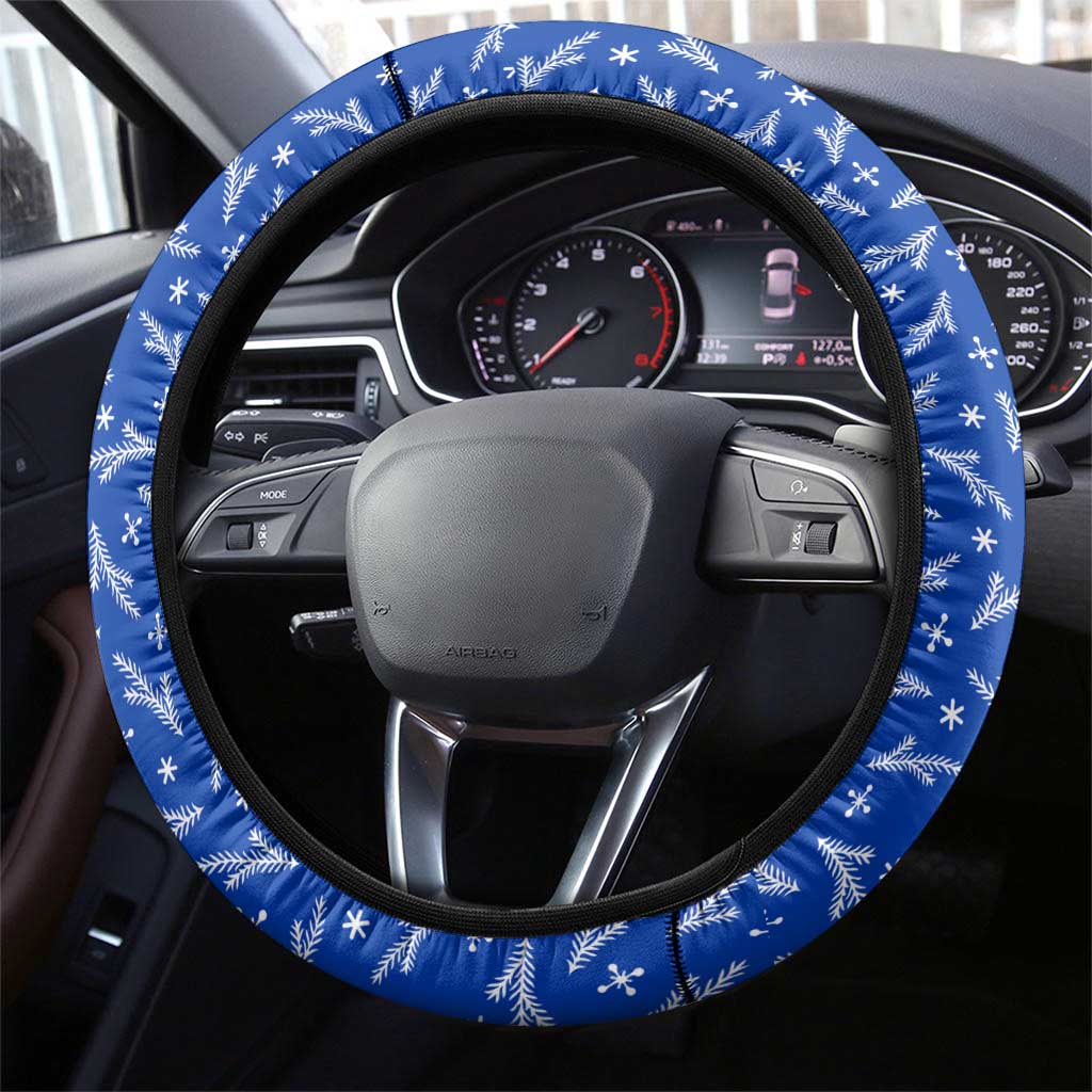 Chile Christmas Steering Wheel Cover with Moai Statues Santa Hats Snowflakes and Flag Colors Design - Wonder Print Shop
