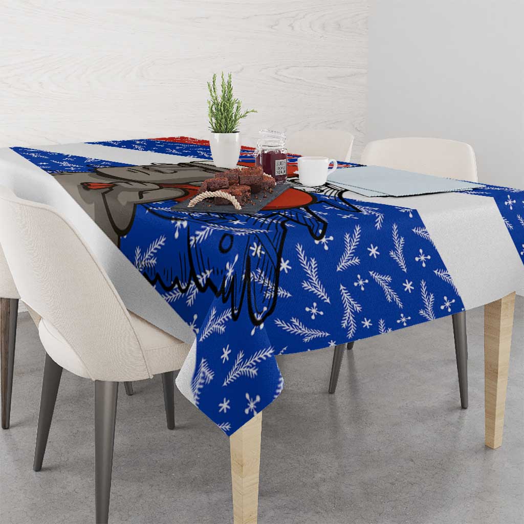 Chile Christmas Tablecloth with Moai Statues Santa Hats Snowflakes and Flag Colors Design - Wonder Print Shop