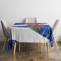 Chile Christmas Tablecloth with Moai Statues Santa Hats Snowflakes and Flag Colors Design - Wonder Print Shop