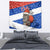 Chile Christmas Tapestry with Moai Statues Santa Hats Snowflakes and Flag Colors Design - Wonder Print Shop