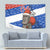 Chile Christmas Tapestry with Moai Statues Santa Hats Snowflakes and Flag Colors Design - Wonder Print Shop