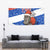 Chile Christmas Tapestry with Moai Statues Santa Hats Snowflakes and Flag Colors Design - Wonder Print Shop