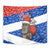 Chile Christmas Tapestry with Moai Statues Santa Hats Snowflakes and Flag Colors Design - Wonder Print Shop