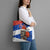 Chile Christmas Tote Bag with Moai Statues Santa Hats Snowflakes and Flag Colors Design - Wonder Print Shop