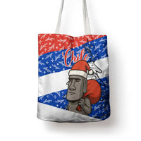 Chile Christmas Tote Bag with Moai Statues Santa Hats Snowflakes and Flag Colors Design - Wonder Print Shop