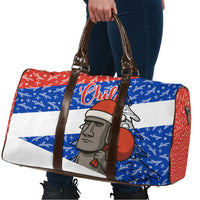 Chile Christmas Travel Bag with Moai Statues Santa Hats Snowflakes and Flag Colors Design - Wonder Print Shop