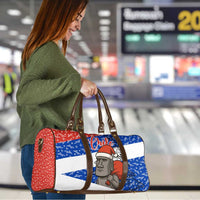 Chile Christmas Travel Bag with Moai Statues Santa Hats Snowflakes and Flag Colors Design - Wonder Print Shop