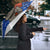 Chile Christmas Umbrella with Moai Statues Santa Hats Snowflakes and Flag Colors Design - Wonder Print Shop