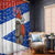 Chile Christmas Window Curtain with Moai Statues Santa Hats Snowflakes and Flag Colors Design - Wonder Print Shop