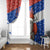Chile Christmas Window Curtain with Moai Statues Santa Hats Snowflakes and Flag Colors Design - Wonder Print Shop