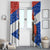 Chile Christmas Window Curtain with Moai Statues Santa Hats Snowflakes and Flag Colors Design - Wonder Print Shop