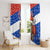 Chile Christmas Window Curtain with Moai Statues Santa Hats Snowflakes and Flag Colors Design - Wonder Print Shop