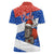 Chile Christmas Women Polo Shirt with Moai Statues Santa Hats Snowflakes and Flag Colors Design - Wonder Print Shop
