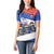 Chile Christmas Women Polo Shirt with Moai Statues Santa Hats Snowflakes and Flag Colors Design - Wonder Print Shop