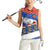 Chile Christmas Women Sleeveless Polo Shirt with Moai Statues Santa Hats Snowflakes and Flag Colors Design - Wonder Print Shop