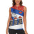 Chile Christmas Women Sleeveless Polo Shirt with Moai Statues Santa Hats Snowflakes and Flag Colors Design - Wonder Print Shop
