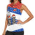 Chile Christmas Women Sleeveless Polo Shirt with Moai Statues Santa Hats Snowflakes and Flag Colors Design - Wonder Print Shop