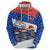 Chile Christmas Zip Hoodie with Moai Statues Santa Hats Snowflakes and Flag Colors Design - Wonder Print Shop