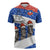 Chile Christmas Zipper Polo Shirt with Moai Statues Santa Hats Snowflakes and Flag Colors Design - Wonder Print Shop