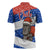 Chile Christmas Zipper Polo Shirt with Moai Statues Santa Hats Snowflakes and Flag Colors Design - Wonder Print Shop