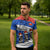 Chile Christmas Zipper Polo Shirt with Moai Statues Santa Hats Snowflakes and Flag Colors Design - Wonder Print Shop