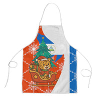 Nicaragua Christmas Apron with Jaguar in Sleigh Christmas Tree Snowflakes and Flag Colors Design - Wonder Print Shop