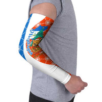 Nicaragua Christmas Arm Sleeves with Jaguar in Sleigh Christmas Tree Snowflakes and Flag Colors Design - Wonder Print Shop