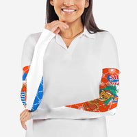 Nicaragua Christmas Arm Sleeves with Jaguar in Sleigh Christmas Tree Snowflakes and Flag Colors Design - Wonder Print Shop