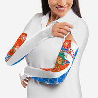 Nicaragua Christmas Arm Sleeves with Jaguar in Sleigh Christmas Tree Snowflakes and Flag Colors Design - Wonder Print Shop