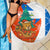 Nicaragua Christmas Beach Blanket with Jaguar in Sleigh Christmas Tree Snowflakes and Flag Colors Design - Wonder Print Shop