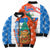 Nicaragua Christmas Bomber Puffer Jacket with Jaguar in Sleigh Christmas Tree Snowflakes and Flag Colors Design - Wonder Print Shop
