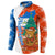 Nicaragua Christmas Button Sweatshirt with Jaguar in Sleigh Christmas Tree Snowflakes and Flag Colors Design - Wonder Print Shop