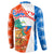 Nicaragua Christmas Button Sweatshirt with Jaguar in Sleigh Christmas Tree Snowflakes and Flag Colors Design - Wonder Print Shop