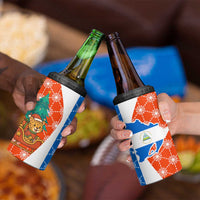Nicaragua Christmas 4 in 1 Can Cooler Tumbler with Jaguar in Sleigh Christmas Tree Snowflakes and Flag Colors Design - Wonder Print Shop