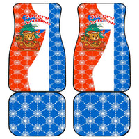 Nicaragua Christmas Car Mats with Jaguar in Sleigh Christmas Tree Snowflakes and Flag Colors Design - Wonder Print Shop