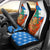 Nicaragua Christmas Car Seat Cover with Jaguar in Sleigh Christmas Tree Snowflakes and Flag Colors Design - Wonder Print Shop