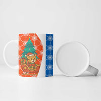 Nicaragua Christmas Ceramic Mug with Jaguar in Sleigh Christmas Tree Snowflakes and Flag Colors Design - Wonder Print Shop
