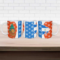 Nicaragua Christmas Ceramic Mug with Jaguar in Sleigh Christmas Tree Snowflakes and Flag Colors Design - Wonder Print Shop