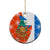 Nicaragua Christmas Ceramic Ornament with Jaguar in Sleigh Christmas Tree Snowflakes and Flag Colors Design - Wonder Print Shop